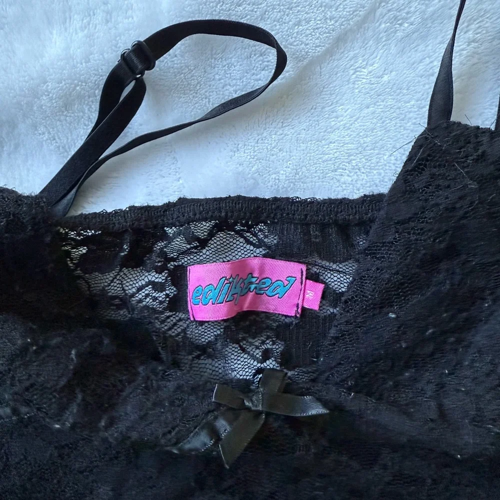 Edikted Black Lace Top with Bow Accent - Picture 2 of 2